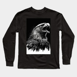 portrait of soaring hawk with open mouth Long Sleeve T-Shirt